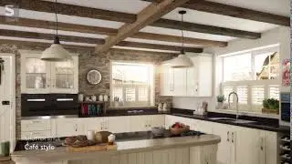 Cafe style  shutters in a  kitchen