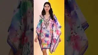 Trendif Women's Multicolor Swarovski Diamond Work Kaftan/Beach Coverup/Bikini Coverup - 4327