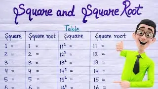 Learn and write Square and square roots 1 to 20 | easy way to learn and write 
