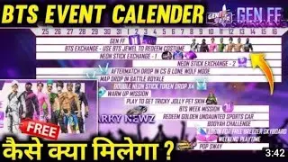 💯 free fire X BTS collaboration full review 🥳🥳 BTS calendar full review all BTS reward free to night