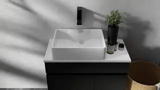 HOMARY  l Black & White Floating Bathroom Vanity