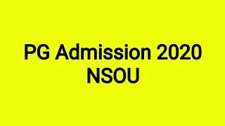 NSOU PG Admission 2020