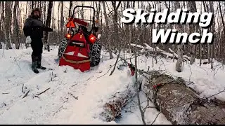 Kioti Tractor Skidding Timber With Wallenstein 3 Point Log Winch