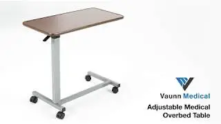 Vaunn Medical Adjustable Overbed Bedside Table with Wheels (For Hospital or Home Use)