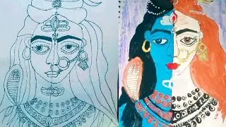Shiv sakti picture drawing art har har Mahadev 🙏🙏👌👍#youtubeshorts #trending #viral #viralvideo 