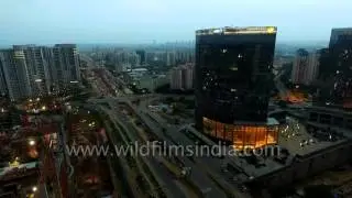 Aerial journey over high-rises of Gurgaon