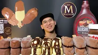 ASMR CHOCOLATE ICE CREAM MAGNUM Nutella Hershey’s Dessert Mukbang 초콜렛 아이스크림 매그넘 먹방 Eating Sound
