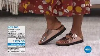 Birkenstock Arizona Metallic Leather Platform Sandal