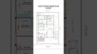 38X54 Sft 4.7cents 3bhk East facing house plan as per vastu #houseplan #home #video #viralvideo
