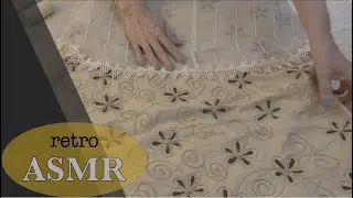 ASMR * Lint Rolling Vintage Wedding Dress * Fabric Handling * Chiffon, Raw Silk, Beads (No Talking)