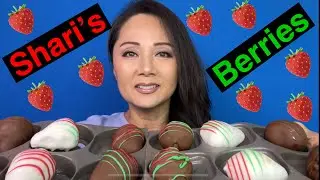 ASMR EATING @SHARI&rsquo;S BERRIES HOLIDAY FLAVORS : CHOCOLATE COVERED STRAWBERRIES #먹방 #초콜릿 #딸기