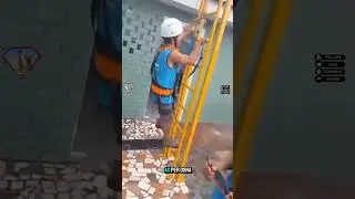 proper use of ladder and fall prptection.. #safetyfirst #safetytips #safetyman