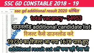 Ssc gd constable additional candidate result 2020 out | ssc gd de result 2020 release|#careerpointgk