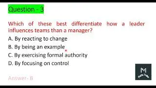 Leadership for change management question 2017