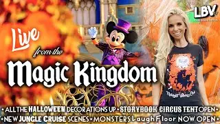 🔴LIVE: Halloween at Magic Kingdom FULL DECOR+ Laugh Floor and Happily Ever After Disney Fireworks!