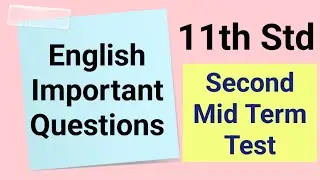 11th Std - English | Second Mid Term Test - Important Questions