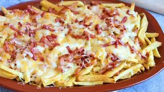 PATATAS con bacon y queso al estilo Foster´s Hollywood. Bacon & Cheese fries.