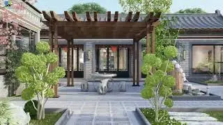 Chinese courtyard design House design idea | 3D rendering