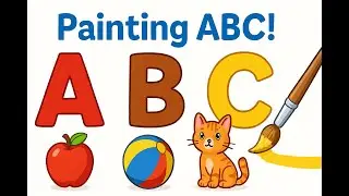 Painting ABC with Apple, Ball & Cat  Fun Kids Learning
