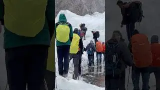 Waiting for the route #glacier #crevasse #crossing #climbers #adventure #mountains #amazing #hunza ￼