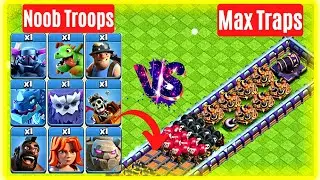 MAX Traps VS Level 1 TROOPS|| who will survive?