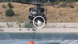 Sikorsky CH-53GE - German Air Force 84+82 - water bucket refilling at Lechfeld | Clearwater22