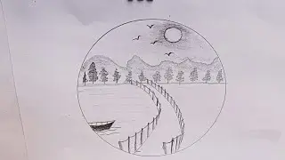 ​Satisfying Circular Scenery Drawing with Pencil | Step by Step #viral #trending #art #drawing