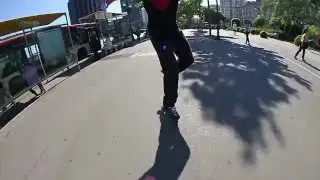 Jon Larrucea skating in Barcelona freestyle slalom
