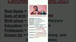 Carryminati(Ajay Nagar) biography 2023||carrisLive||carryminati#carryminati production officals#