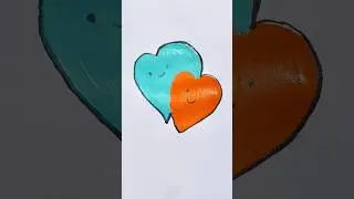 Heart 🩵🧡 Acrylic painting for kids #heart #drawing #pipafuntv #shortvideo #trending #painting