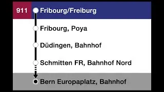 TPF Ansagen/annonces » EV3 Fribourg/Freiburg, gare routière — Bern Europaplatz, Bahnhof | SLBahnen
