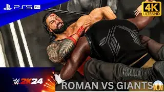Handicap Match: Roman Reigns vs Omos & Braun Strowman | WWE 2K24🔥