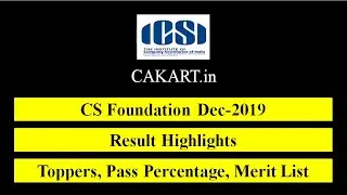 CS Foundation Result Highlights Dec-2019 Exam!  #CSFoundationresult #csfoundationtopper