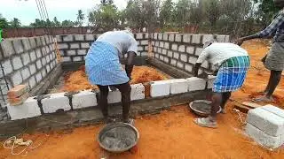 Building Basement of Hollow Blocks_10×10 Room Basement Level  wall Build on HollowBlocks with Column