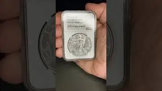 U.S. Mint error! Silver Eagle with NGC graded &ldquo;obverse struck through&rdquo;error on Liberty&rsquo;s robe!