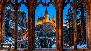 The Most Peaceful Hogwarts Window 🏰🌙 Calm Music for Relax & Focus