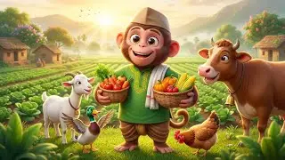 Monkey Farmer&rsquo;s Village Life 🐒🌾 | Cute Jungle Animals Farming Story | Kids Cartoon 3D