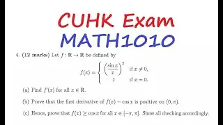 [[大學問數]]Advance Maths Q20251216|| q4|| Differentiation|| First Principles|| Increasing Function