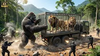 King Kong Vs King Lion: Hunters Trapped in  Epic Wild Battle | Animal Fight