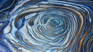 #152 Ring Pour in Blues and Orange.  Well explained tutorial.  Abstract Art.  Acrylic Painting.
