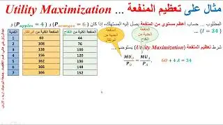 مثال على تعظيم المنفعة، بالأرقام ...  Utility Maxi,ization with a Numerical Example