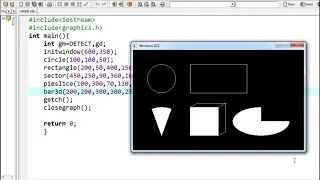 Different Shapes in graphics.h | circle(),rectangle(), in c++