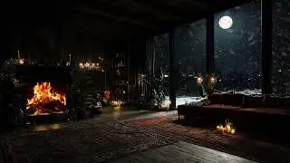 Snow Wind Ambience with Indoor Fireplace for Deep Relaxation, Focus, Reading and Cozy Night Mood