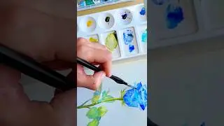 Watercolor Blue Rose