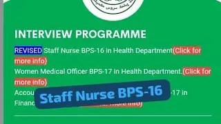 Revised Interview Programme for Staff Nurse BPS-16 l Health Department l SPSC #trending #spsc