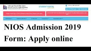 NIOS Admission 2019 Form: Apply online