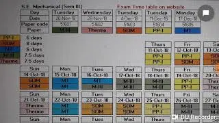 Study Time-Table for Mechanical Engineering S.E. (Sem III)