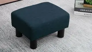 Foot Rest Under Desk Stool Ottoman Linen Fabric Padded Seat Footrest