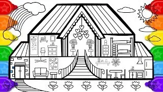 Glitter Tulip House Раскраска и рисунок для детей | Как нарисовать раскраски Тюльпан Дом