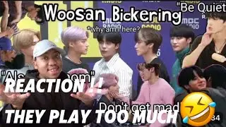 first time reaction to woosan bickering video damn they play too much 😂😂
